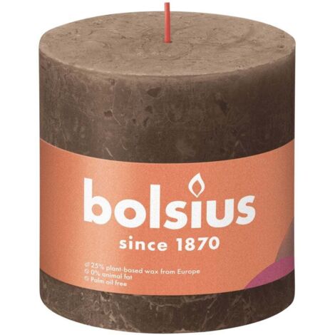 Bolsius Rustik Stumpenkerze wildleder braun, Höhe  10 cm, Ø 10 cm Stumpen- und Kugelkerzen