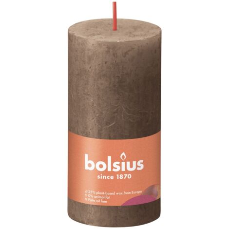 Bolsius Rustik Stumpenkerze wildleder braun, Höhe  10 cm, Ø 5 cm Stumpen- und Kugelkerzen