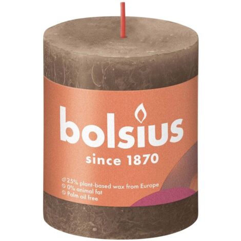 Bolsius Rustik Stumpenkerze wildleder braun, Höhe  8 cm, Ø 6,8 cm Stumpen- und Kugelkerzen