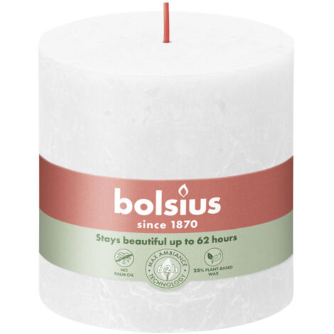 Bolsius Rustik Stumpenkerze wolkiges weiß, Höhe  10 cm, Ø 10 cm Stumpen- und Kugelkerzen