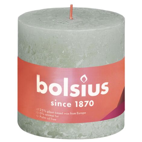 Bolsius Rustik Stumpenkerzen nebliges grün, Höhe 10 cm, Ø 10 cm Stumpen- und Kugelkerzen