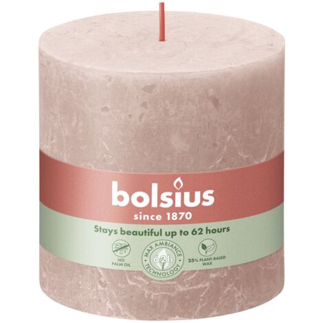 Bolsius Rustik Stumpenkerzen nebliges rosa, Höhe 10 cm, Ø 10 cm Stumpen- und Kugelkerzen