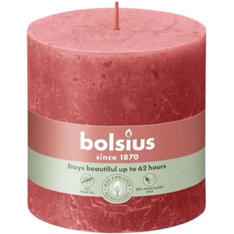 Bolsius Rustik Stumpenkerzen rosa Blüte, Höhe 10 cm, Ø 10 cm Stumpen- und Kugelkerzen