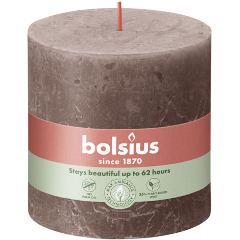 Bolsius Rustik XXL Stumpenkerze 100/100 mm Rustikales Taupe