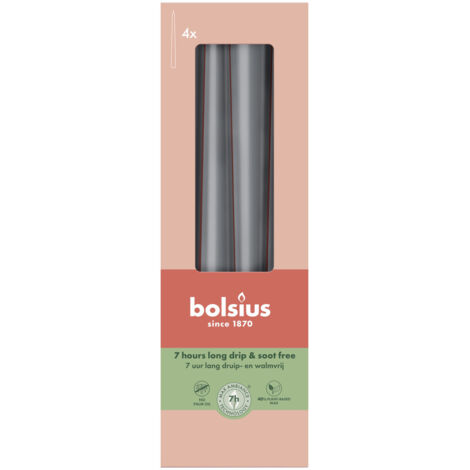 Bolsius Spitzkerzen grau 24,5 cm Ø 2,4 cm 4 Stück