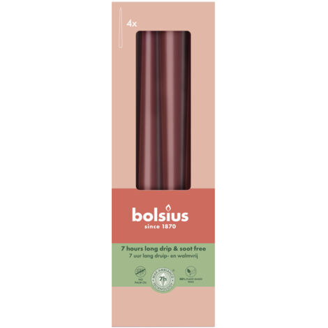 Bolsius Spitzkerzen samtrot 24,5 cm Ø 2,4 cm 4 Stück