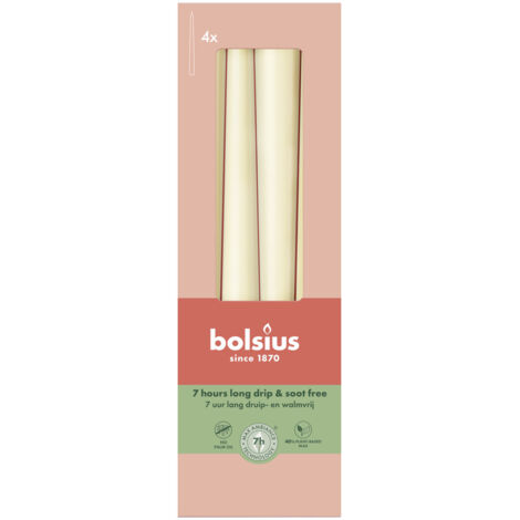 Bolsius Spitzkerzen weiche perle 24,5 cm Ø 2,4 cm 4 Stück
