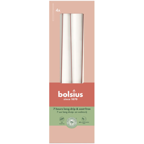 Bolsius Spitzkerzen weiß 24,5 cm Ø 2,4 cm 4 Stück