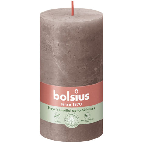 Bolsius Stumpenkerze Rustik Shine Rustikales Taupe 13 cm Stumpen- und Kugelkerzen