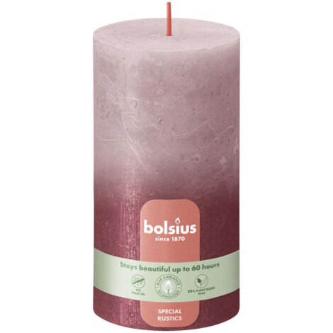 Bolsius Stumpenkerze Rustik Sunset Enschenrose+Rot 13 cm Stumpen- und Kugelkerzen
