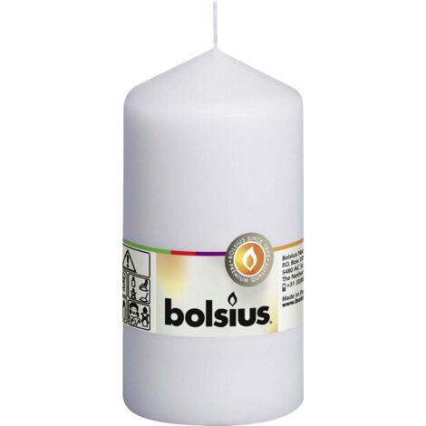 Bolsius Stumpenkerze weiß, Höhe 13 cm, Ø 6,8 cm Kerze Dekokerzen