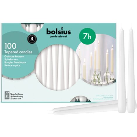 Bolsius Szpica 240/23 candele da tavolo 100 pezzi bianche