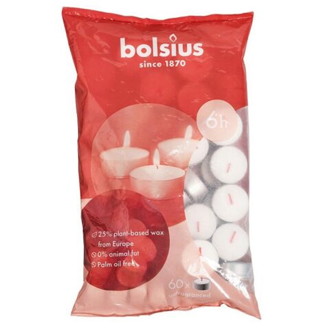 Bolsius Theelichten 6 Branduren 60 Stuks Blanc