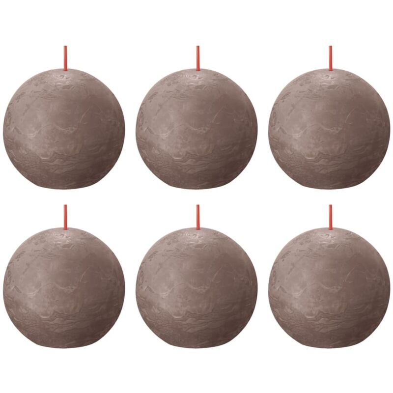 

Bolsius Vela de bola rústica Shine 6 uds gris taupe rústico 76x190 mm - Gris Topo