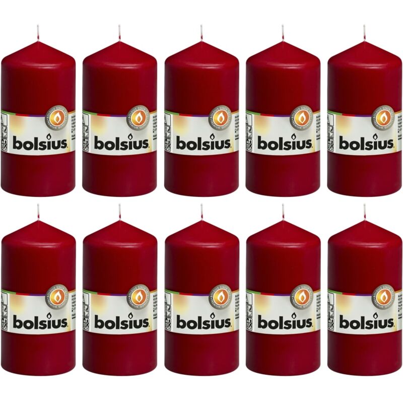 

Velas 10 unidades rojo vino tinto 120x58 mm - Rojo - Bolsius