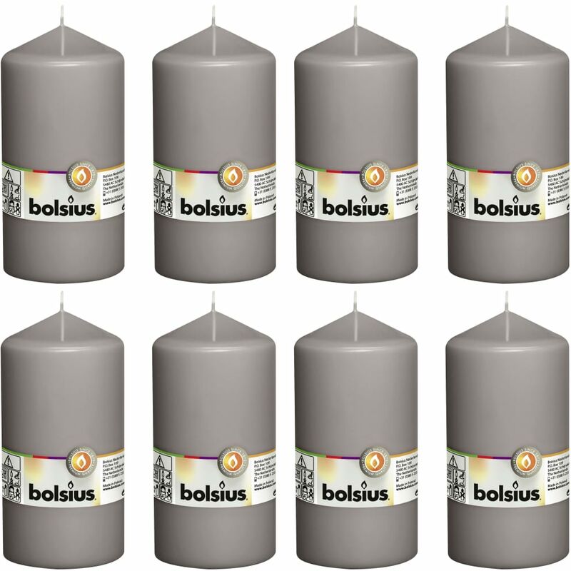 

Velas 8 unidades gris cálido 150x78 mm - Gris - Bolsius
