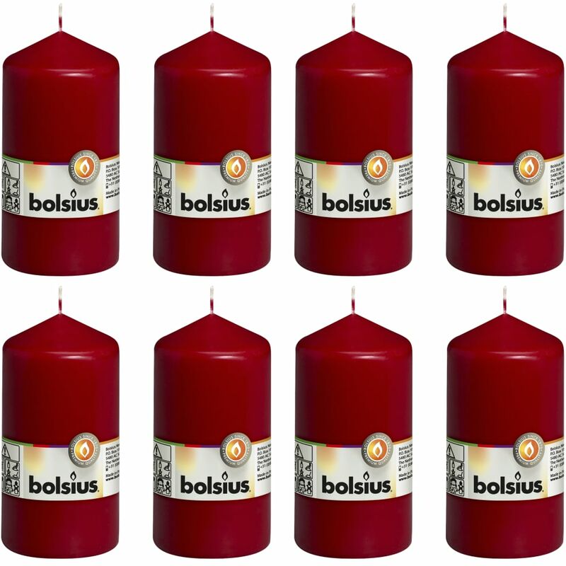 

Velas 8 unidades rojo vino tinto 130x68 mm - Rojo - Bolsius