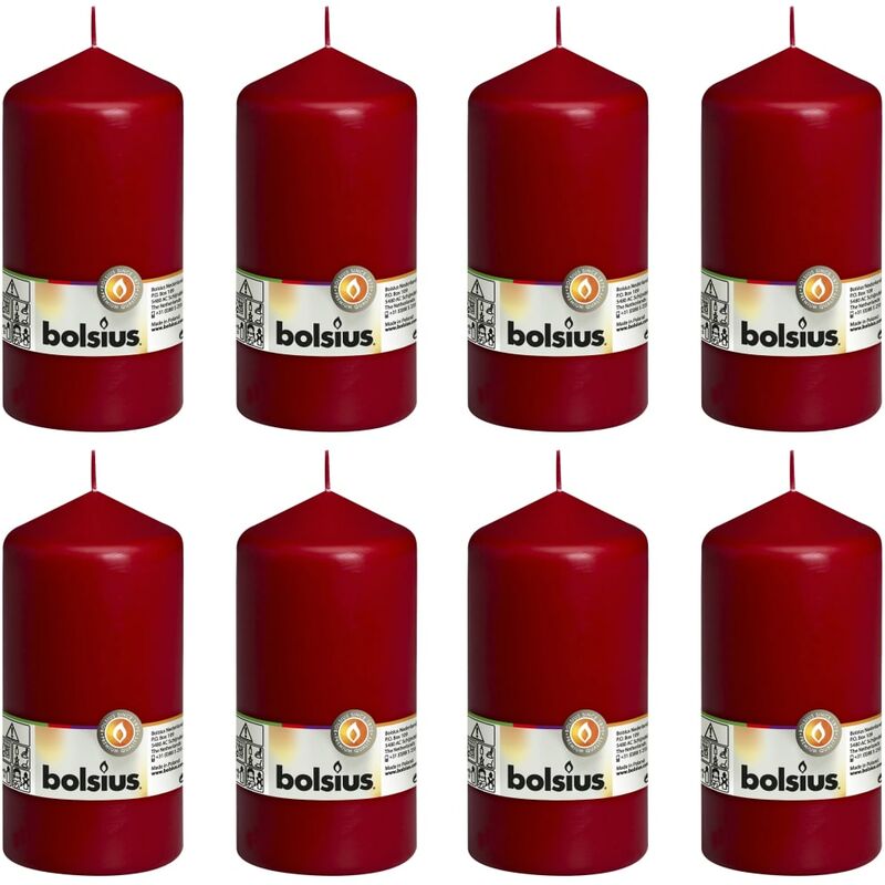 

Velas 8 unidades rojo vino tinto 150x78 cm - Rojo - Bolsius