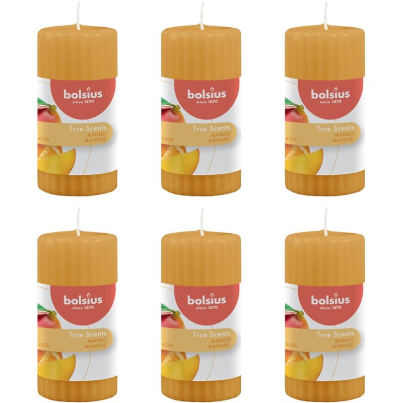 

Velas perfumadas estriadas 6 uds True Scents mango 120x58 mm - Naranja - Bolsius