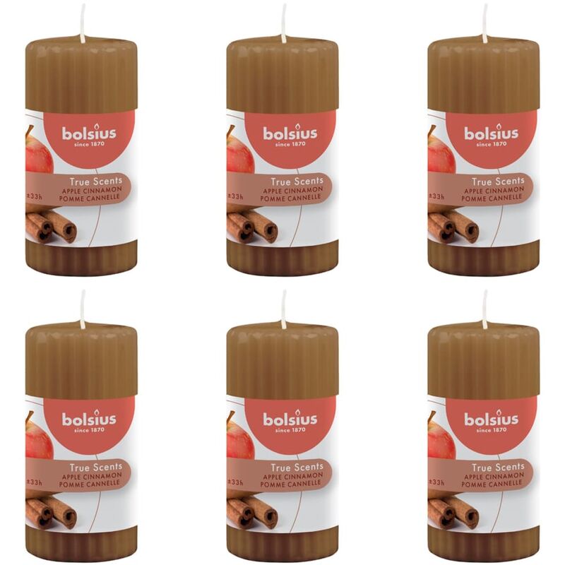 

Velas perfumadas estriadas 6 uds True Scents manzana y canela - Marrón - Bolsius