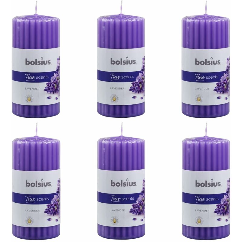 

Bolsius Velas perfumadas estriadas 6 unidades lavanda 120x58 mm - Púrpura