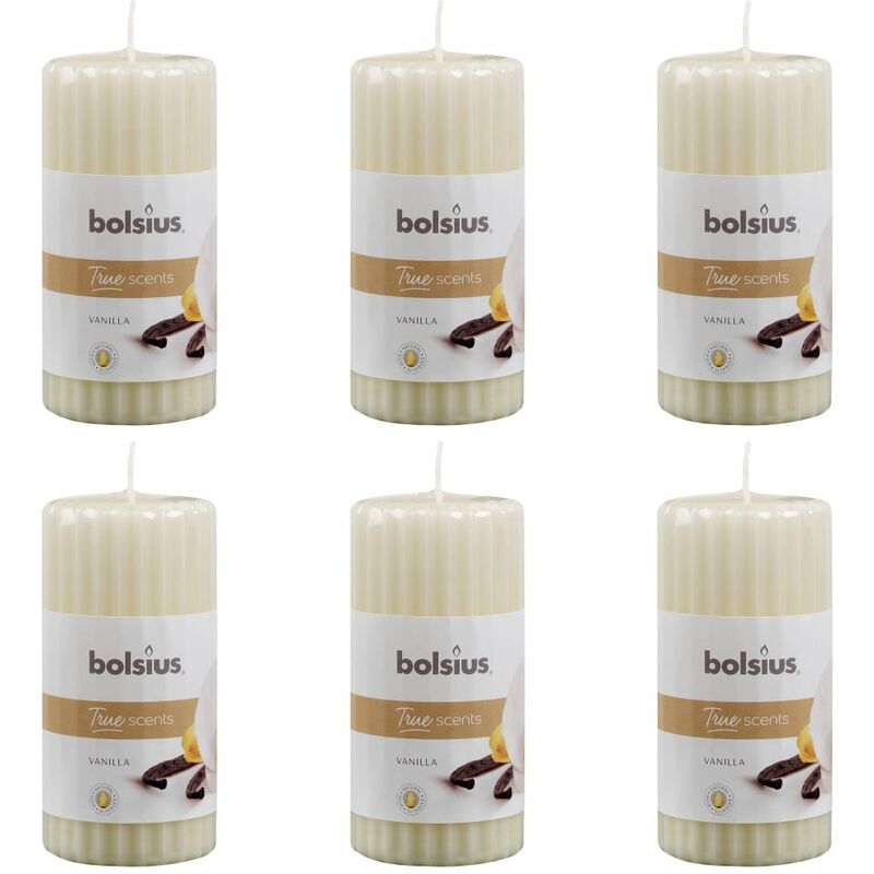 

Velas perfumadas estriadas 6 unidades vainilla 120x58 mm - Crema - Bolsius