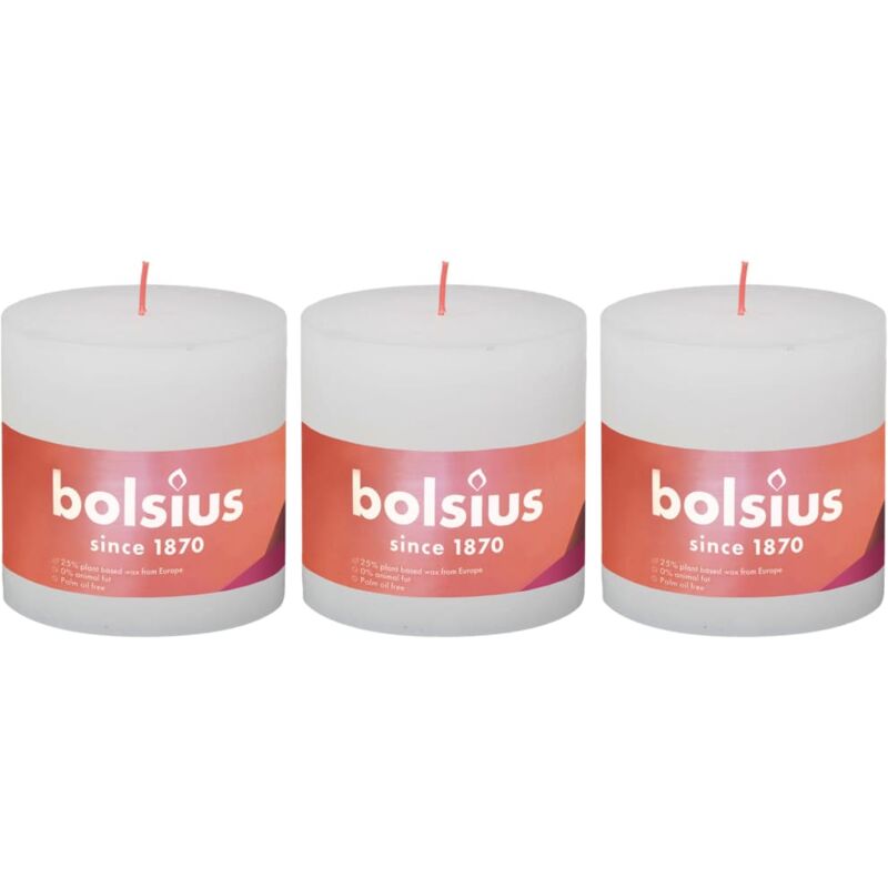 

Velas rústicas Shine 3 unidades blanco turbio 100x100 mm - Blanco - Bolsius