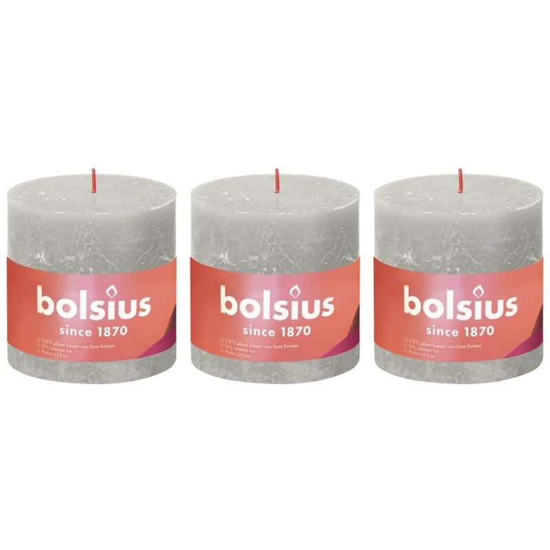 

Velas rústicas Shine 3 unidades gris arena 100x100 mm - Gris - Bolsius