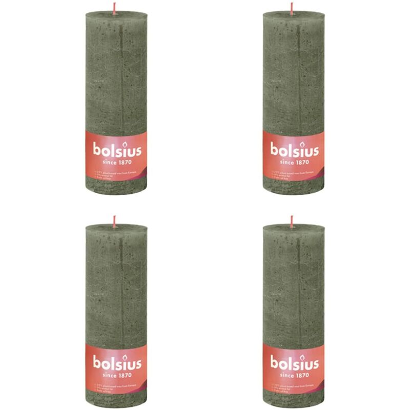 

Velas rústicas Shine 6 uds color verde oliva 190x68 mm - Verde - Bolsius