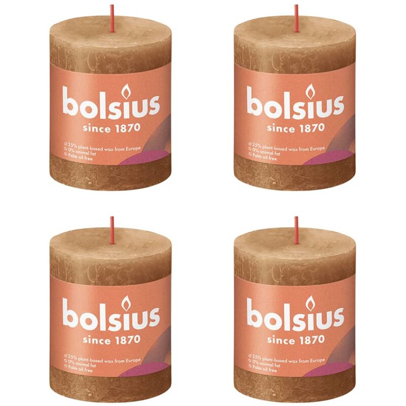 

Velas rústicas Shine 6 unidades marrón especiado 80x68 mm - Marrón - Bolsius