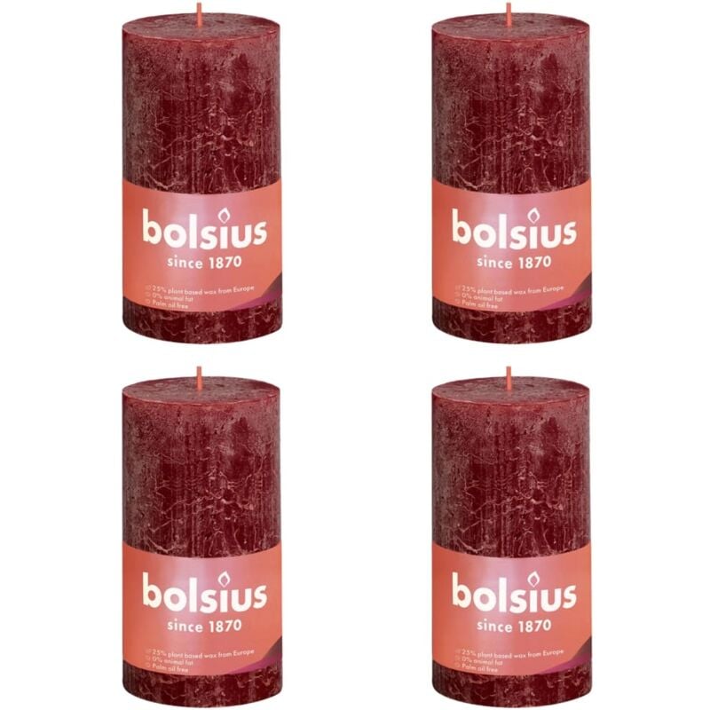 

Velas rústicas Shine 6 unidades rojo terciopelo 130x68 mm - Rojo - Bolsius