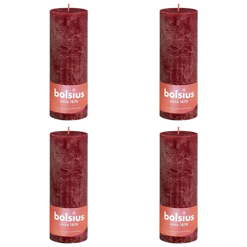 

Velas rústicas Shine 6 unidades rojo terciopelo 190x68 mm - Rojo - Bolsius