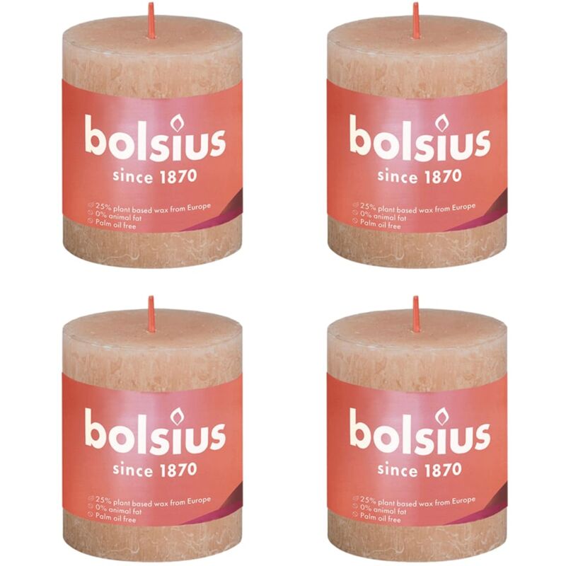 

Velas rústicas Shine 6 unidades rosa brumoso 80x68 mm - Rosa - Bolsius
