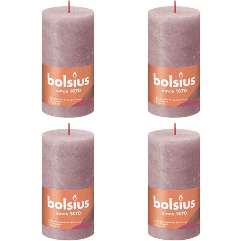 

Velas rústicas Shine 6 unidades rosa ceniza 130x68 mm - Rosa - Bolsius