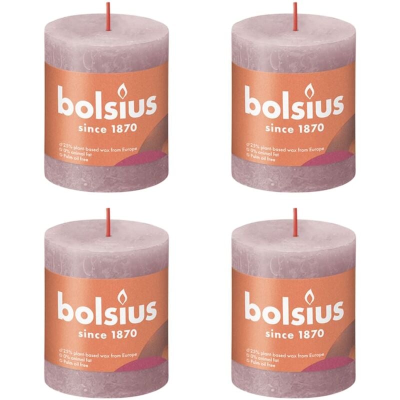 

Velas rústicas Shine 6 unidades rosa ceniza 80x68 mm - Rosa - Bolsius