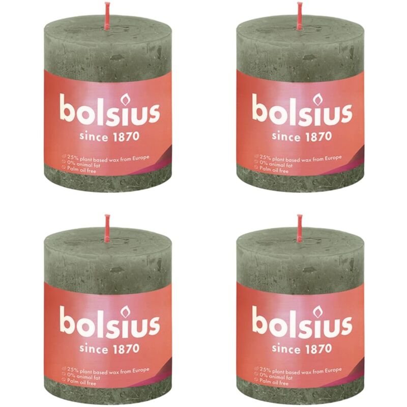 

Velas rústicas Shine 6 unidades verde oliva 80x68 mm - Verde - Bolsius