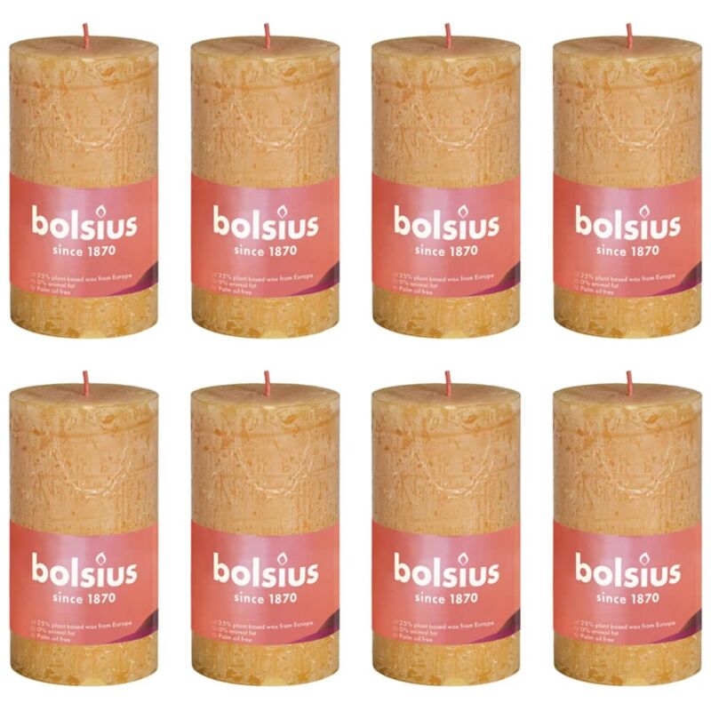

Velas rústicas Shine 8 unidades amarillo colmena 100x50 mm - Amarillo - Bolsius