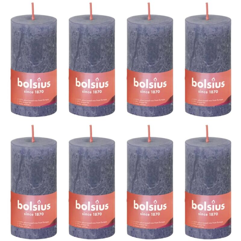 

Velas rústicas Shine 8 unidades azul crepúsculo 100x50 mm - Azul - Bolsius