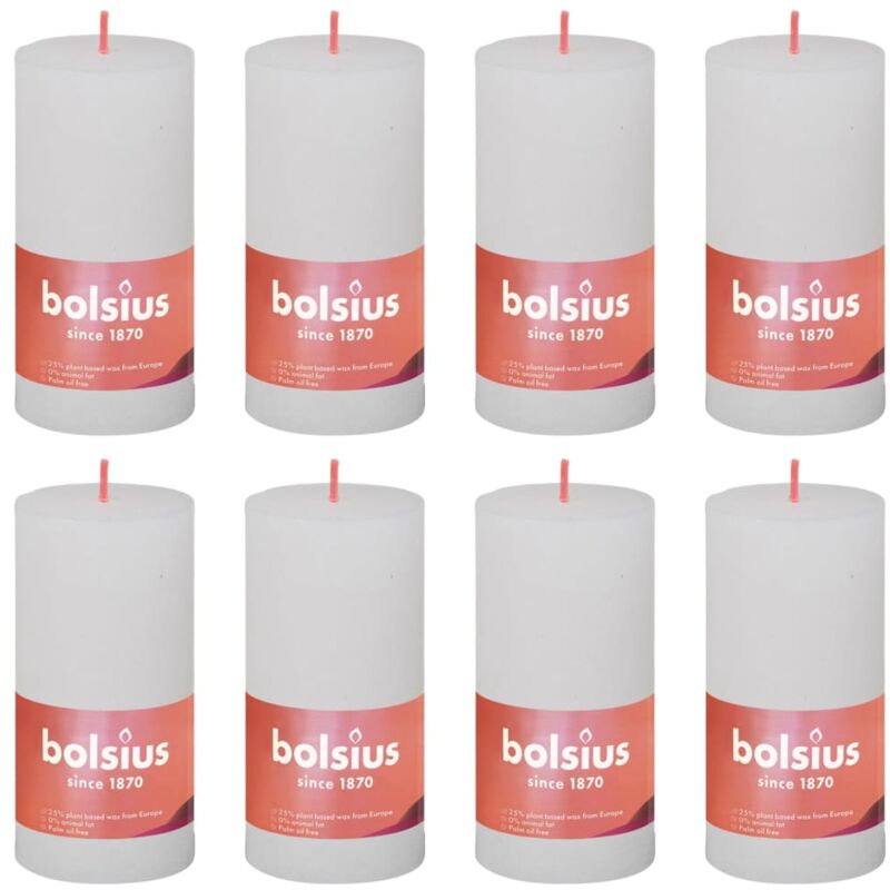 

Velas rústicas Shine 8 unidades blanco turbio 100x50 mm - Blanco - Bolsius
