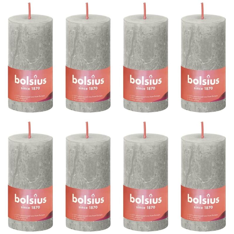 

Velas rústicas Shine 8 unidades gris arena 100x50 mm - Gris - Bolsius