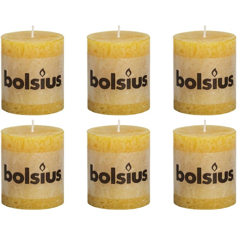 

Velas rústicas 6 unidades amarillo ocre 80x68 mm - Amarillo - Bolsius