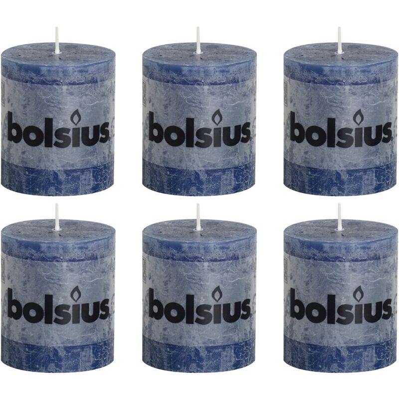 

Velas rústicas 6 unidades azul oscuro 80x68 mm - Azul - Bolsius