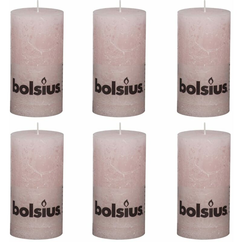 

Velas rústicas 6 unidades rosa pastel 130x68 mm - Rosa - Bolsius