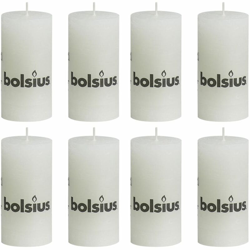 

Bolsius - Velas rústicas 8 unidades blancas 100x50 mm - Blanco