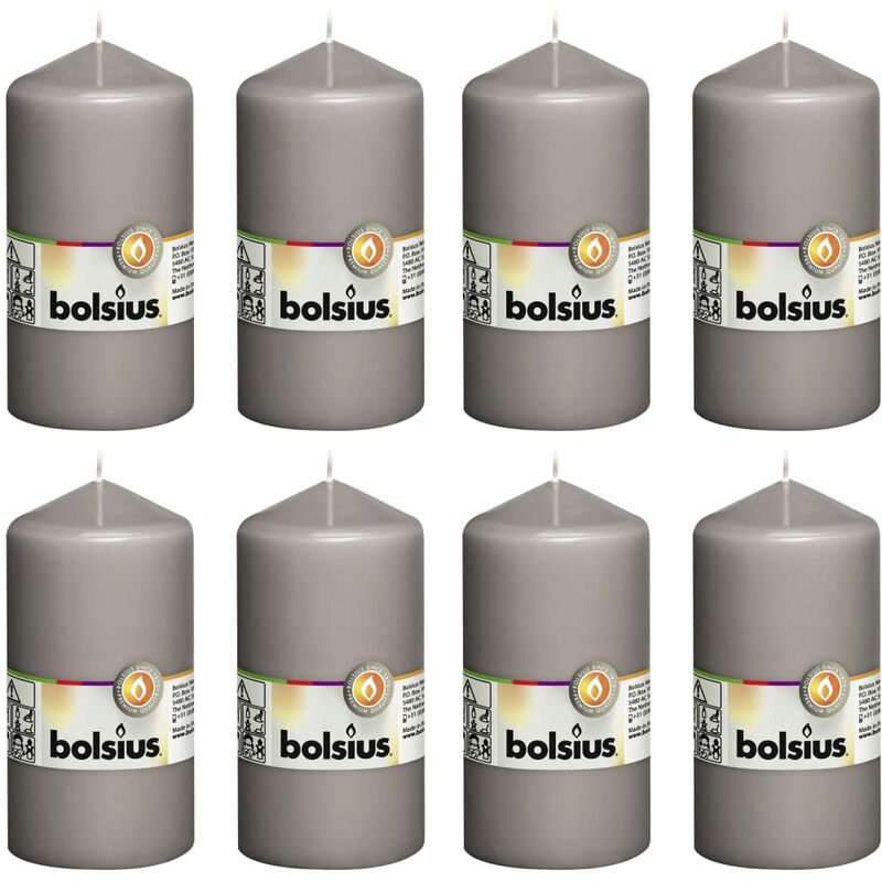 

Velas rústicas 8 unidades gris cálido 130x68 mm - Gris - Bolsius