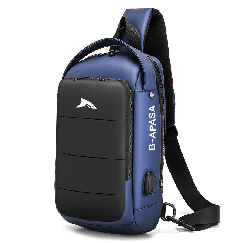 

Bolso bandolera de 7L con diseno USB Bolso bandolera Bolsa de pecho ajustable Mochila de viaje para ciclismo Caminar Senderismo,Azul