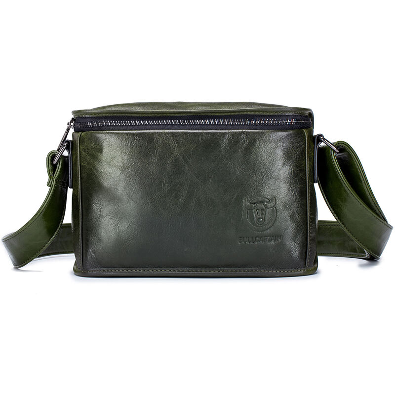 

Bullcaptain - Bolso bandolera de cuero vintage para hombre, bandolera bandolera de viaje,Verde