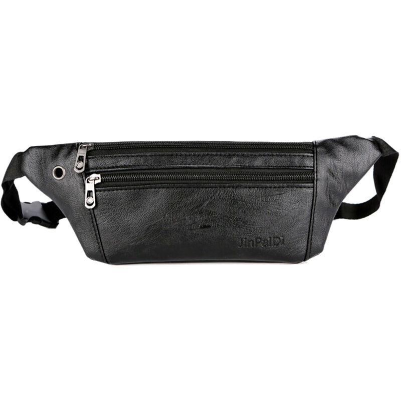 

Asupermall - Bolso de cintura de pecho de moda para hombre Bolso de cuero de PU de viaje al aire libre informal de gran capacidad multicapa,Negro