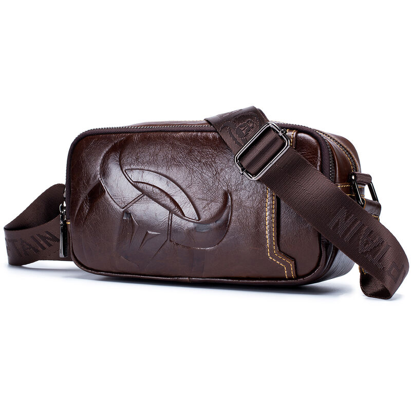 

Bullcaptain - Bolso de cuero vintage para hombre, bandolera de viaje de negocios, bandolera cruzada,Cafe