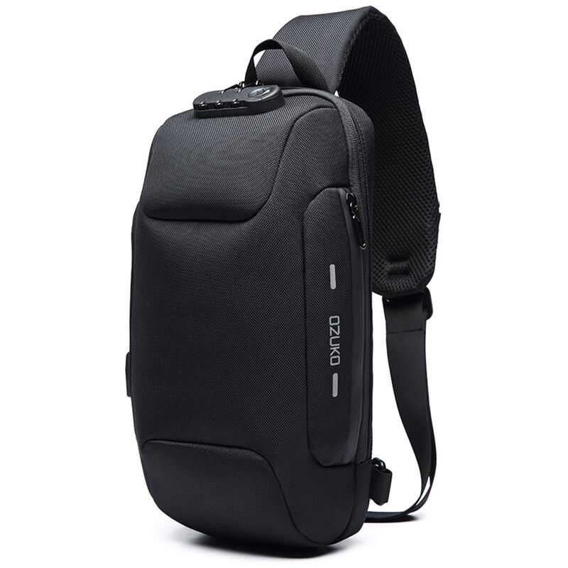 

Bolso de hombro al aire libre para hombre Bolso de pecho de tela Oxford resistente al agua Bolso de pecho a prueba de robos de moda,Negro